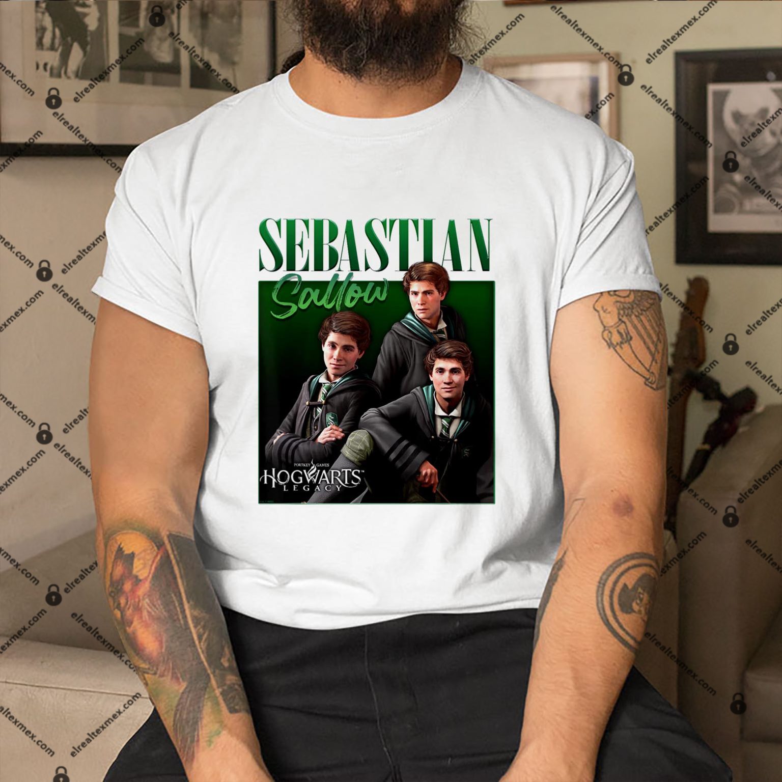 Harry Potter Hogwarts Legacy Sebastian Sallow Collage Shirt