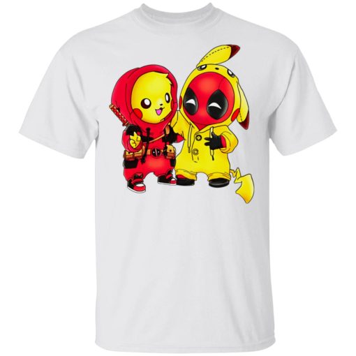 Baby Pokemon Pikachu And Deadpool Shirt - Image 2