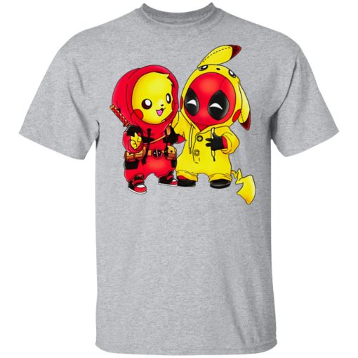 Baby Pokemon Pikachu And Deadpool Shirt - Image 3