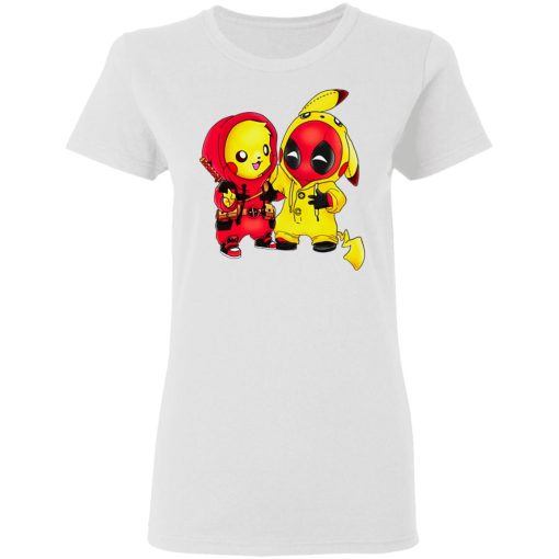 Baby Pokemon Pikachu And Deadpool Shirt - Image 5