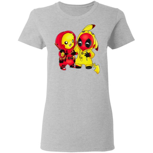 Baby Pokemon Pikachu And Deadpool Shirt - Image 6