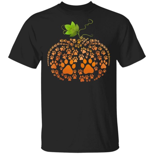 Cat Paw Print Pumpkin Halloween T-Shirts 1