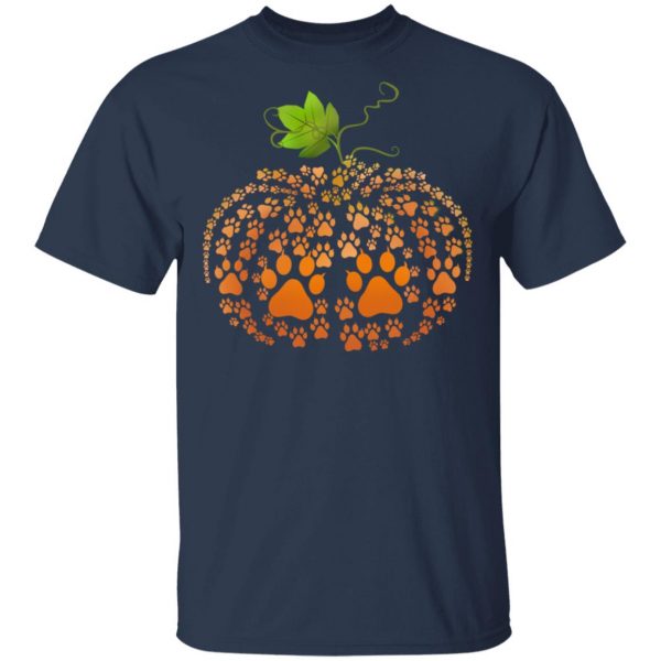 Cat Paw Print Pumpkin Halloween T-Shirts 3