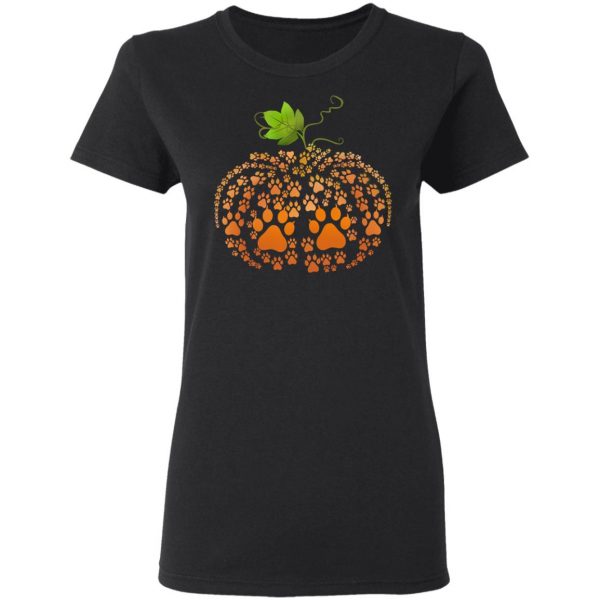 Cat Paw Print Pumpkin Halloween T-Shirts 5