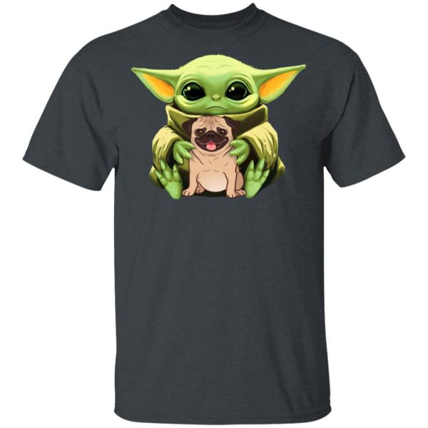 Baby Yoda Hug Pug Dog T-Shirts 2