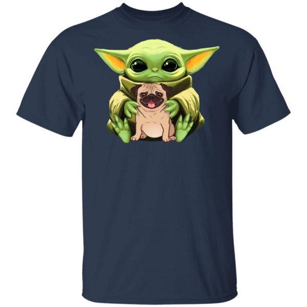 Baby Yoda Hug Pug Dog T-Shirts 3