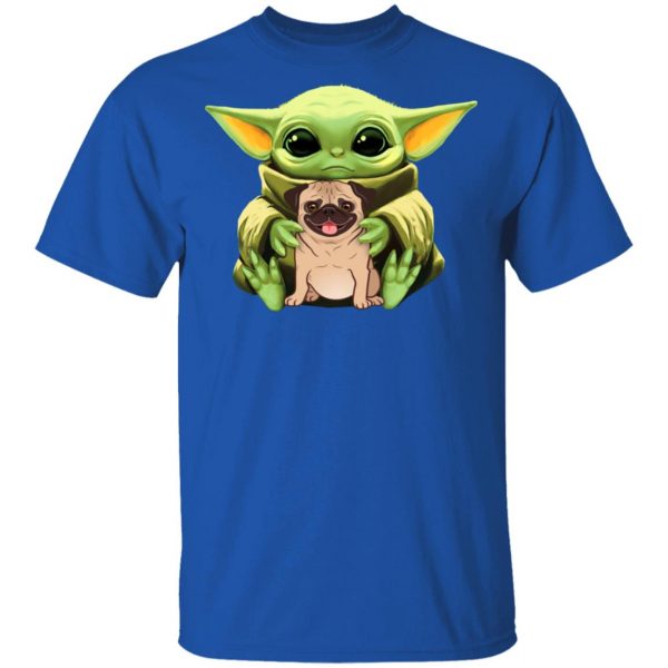 Baby Yoda Hug Pug Dog T-Shirts 4