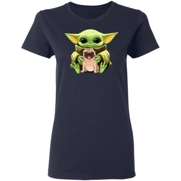 Baby Yoda Hug Pug Dog T-Shirts 7