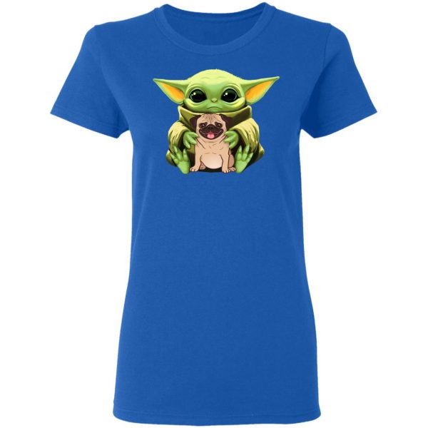 Baby Yoda Hug Pug Dog T-Shirts 8