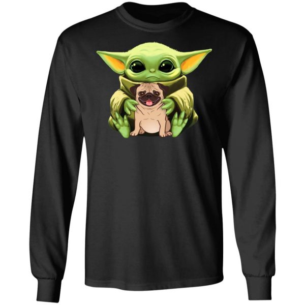 Baby Yoda Hug Pug Dog T-Shirts 9