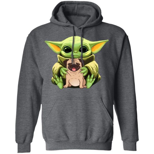 Baby Yoda Hug Pug Dog T-Shirts 12