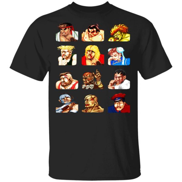 Street Fighter 2 Continue Faces T-Shirts 1