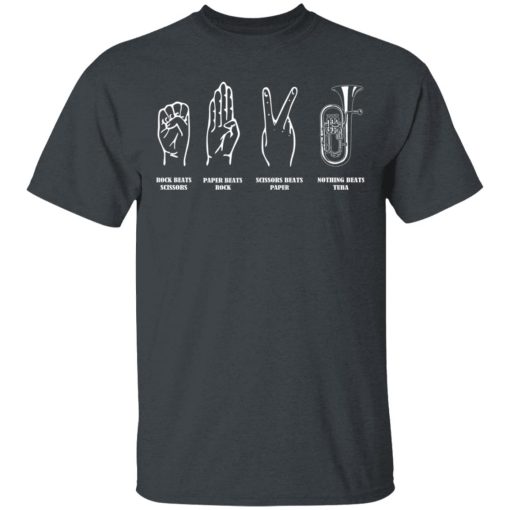 Rock Beats Scissors Paper Beats Rock Scissors Beats Paper Nothing Beats Tuba T-Shirts - Image 2