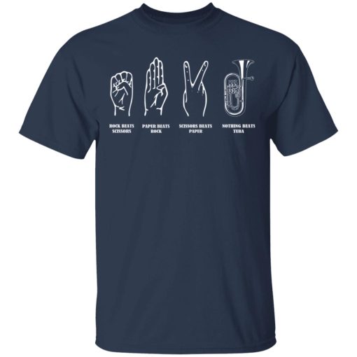 Rock Beats Scissors Paper Beats Rock Scissors Beats Paper Nothing Beats Tuba T-Shirts - Image 3