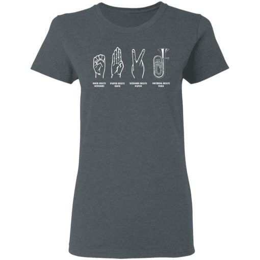 Rock Beats Scissors Paper Beats Rock Scissors Beats Paper Nothing Beats Tuba T-Shirts - Image 6