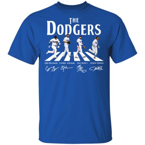 The Dodgers The Beatles Los Angeles Dodgers Signatures T-Shirts 4