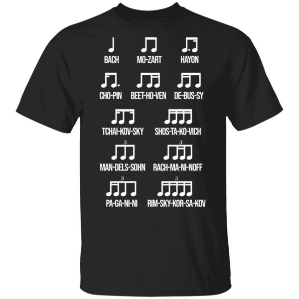 Composer Rhythm Music Gift Bach Mozart Beethoven Chopin Camiseta T-Shirts 1