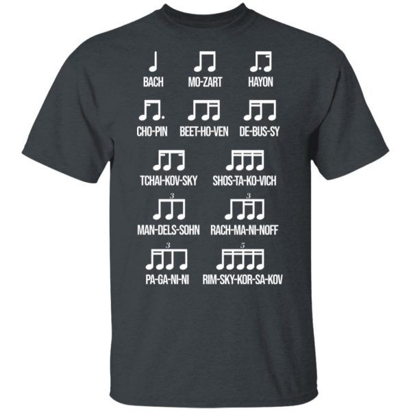 Composer Rhythm Music Gift Bach Mozart Beethoven Chopin Camiseta T-Shirts 2