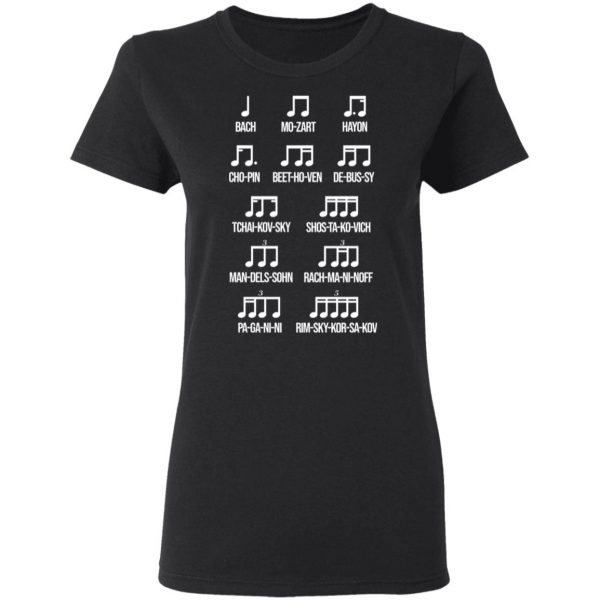 Composer Rhythm Music Gift Bach Mozart Beethoven Chopin Camiseta T-Shirts 5