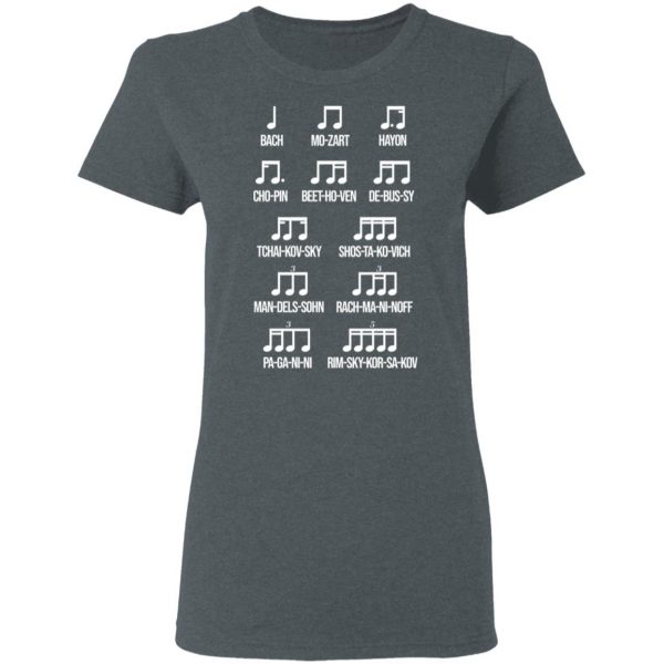 Composer Rhythm Music Gift Bach Mozart Beethoven Chopin Camiseta T-Shirts 6