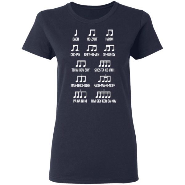Composer Rhythm Music Gift Bach Mozart Beethoven Chopin Camiseta T-Shirts 7