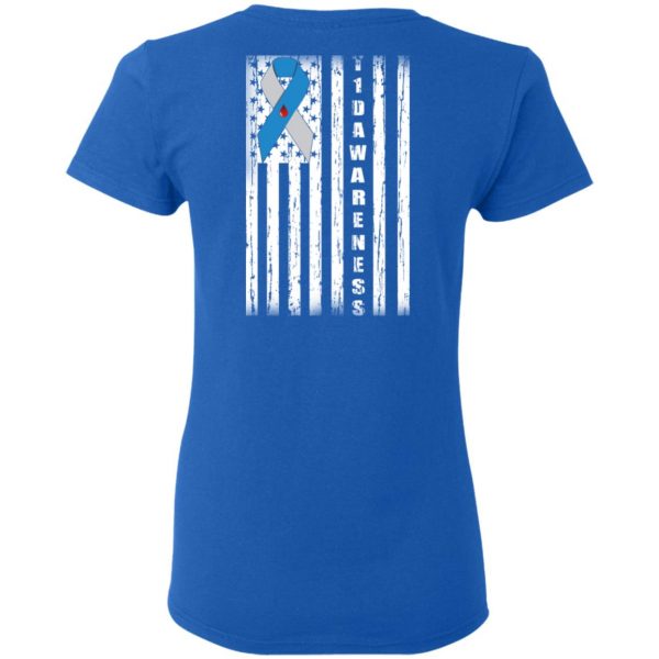 Type 1 Diabetes Awareness Support T1D Flag Ribbon T-Shirts 8