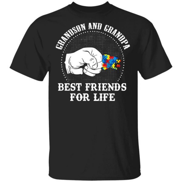 Autism Grandson And Grandpa Best Friends For Life Autism Awareness T-Shirts 1