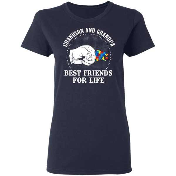 Autism Grandson And Grandpa Best Friends For Life Autism Awareness T-Shirts 7