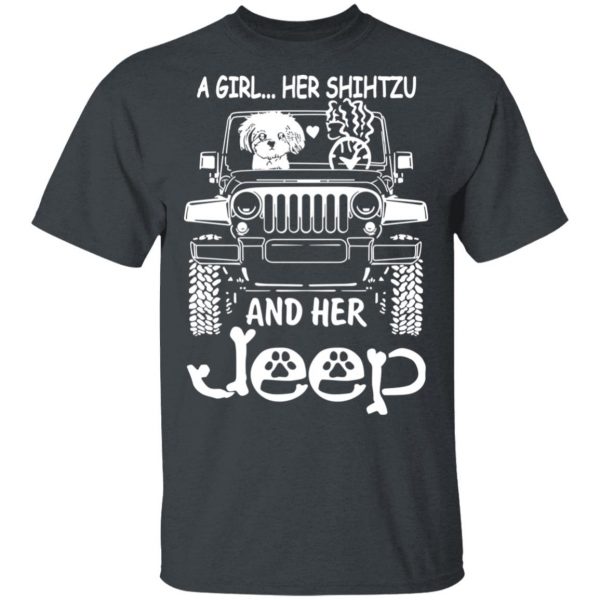 A Girl Her Shih Tzu And Her Jeep T-Shirts 2