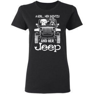 A Girl Her Shih Tzu And Her Jeep T-Shirts 6