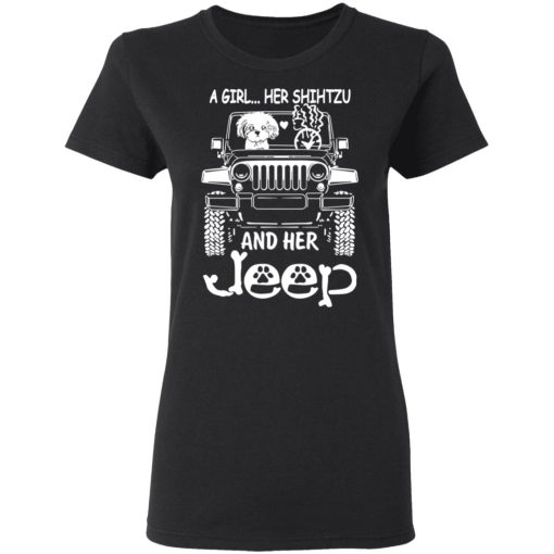 A Girl Her Shih Tzu And Her Jeep T-Shirts - Image 3