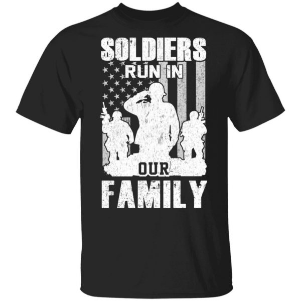 Veteran Soldiers Run In Out Family Veteran Dad Son T-Shirts 1