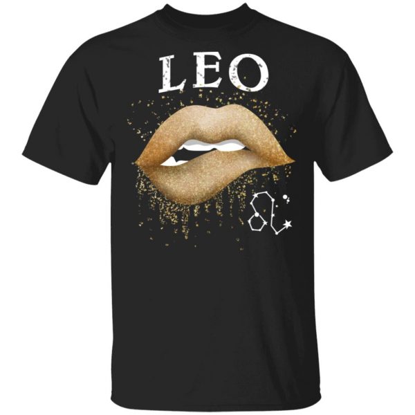 Leo Zodiac July August Birthday Gift Golden Lipstick T-Shirts 1
