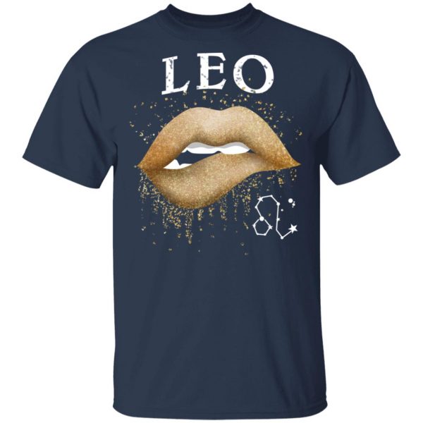 Leo Zodiac July August Birthday Gift Golden Lipstick T-Shirts 3