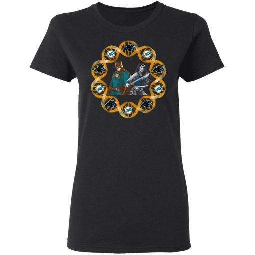 Miami Dolphins And Carolina Panthers In My DNA Batman Superwoman T-Shirts - Image 5