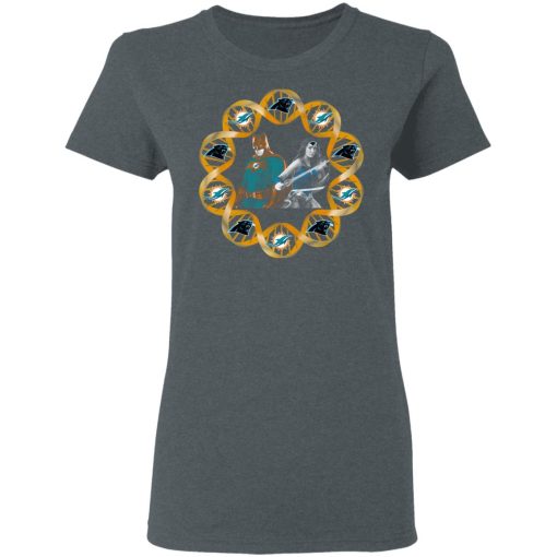 Miami Dolphins And Carolina Panthers In My DNA Batman Superwoman T-Shirts - Image 6