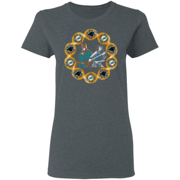 Miami Dolphins And Carolina Panthers In My DNA Batman Superwoman T-Shirts 6