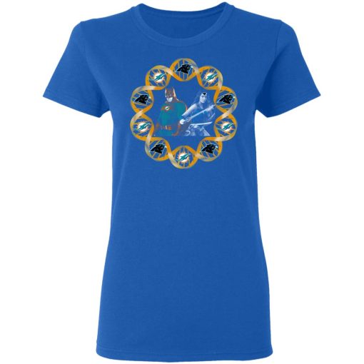 Miami Dolphins And Carolina Panthers In My DNA Batman Superwoman T-Shirts - Image 8