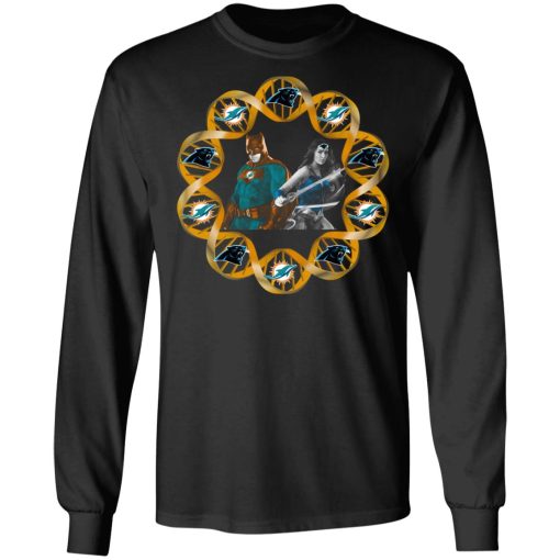 Miami Dolphins And Carolina Panthers In My DNA Batman Superwoman T-Shirts - Image 9