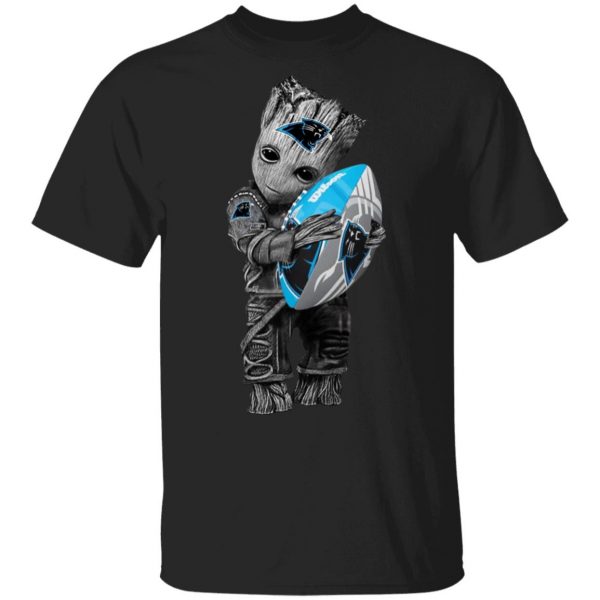 Baby Groot Hugging Carolina Panthers T-Shirts 1