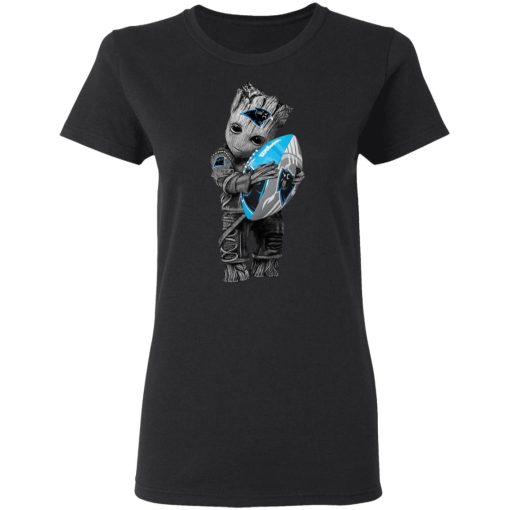 Baby Groot Hugging Carolina Panthers T-Shirts - Image 3