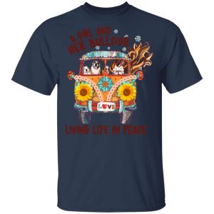 A Girl And Her Bulldog Living Life In Peace T-Shirts 15