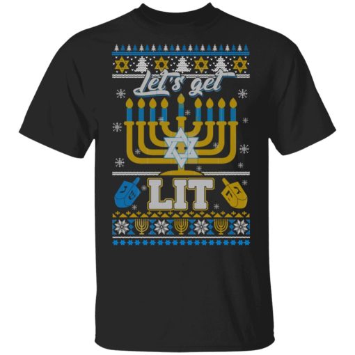 Funny Happy Hanukkah Chanukah Let’s Get Lit T-Shirts