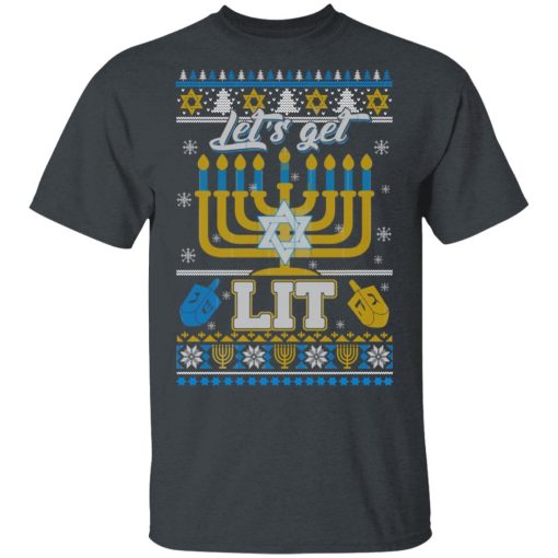 Funny Happy Hanukkah Chanukah Let’s Get Lit T-Shirts - Image 2