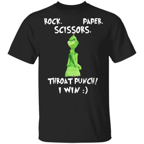 The Grinch Rock Paper Scissors Throat Punch I Win T-Shirts 1