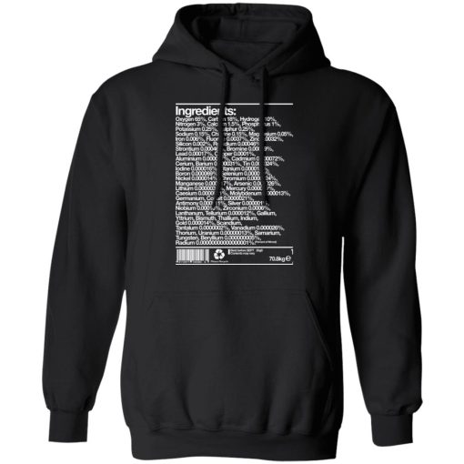 Human Ingredients Oxygen 65% Carbon 18% Hydrogen 10% T-Shirts, Hoodies, Sweatshirt 4