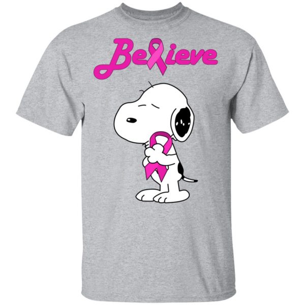 Snoopy Believe Breast Cancer Pink Awareness T-Shirts, Hoodies, Sweatshirt 3