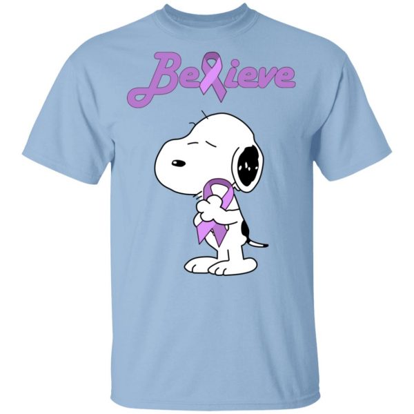 Snoopy Believe All Cancers Lavender Awareness T-Shirts, Hoodies, Sweatshirt 1