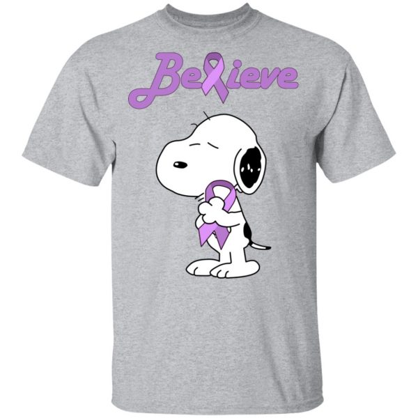 Snoopy Believe All Cancers Lavender Awareness T-Shirts, Hoodies, Sweatshirt 3