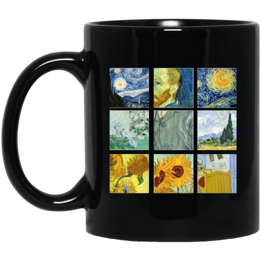 Vincent Van Gogh Collage Black Mug 1